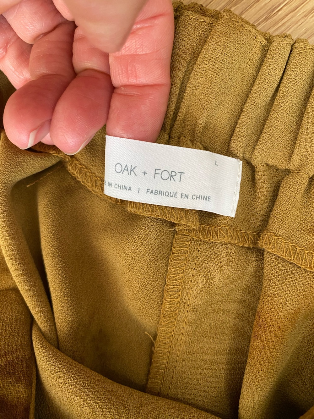 OAK + FORT Wide-Leg Tie-Dye Culotte Pants in Mustard Brown Sz Large Goblincore - Picture 11 of 14